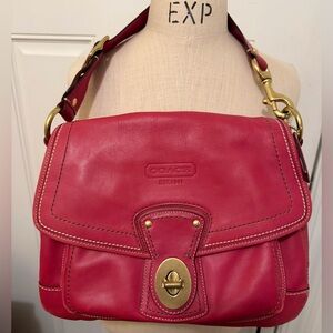 Coach Raspberry Leather Shoulder Bag